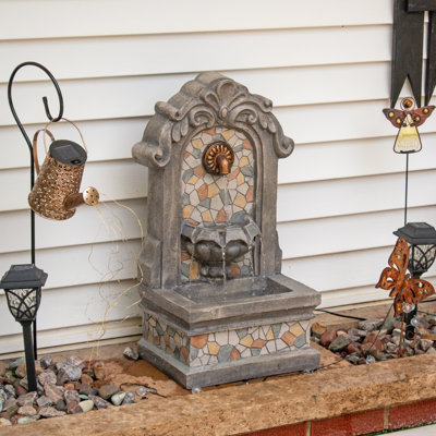 Zenaida Polyresin Weather-Resistant Outdoor Wall Water Fountain with Lights
