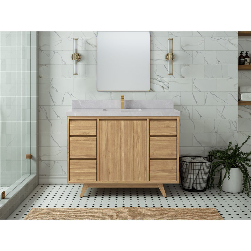 Ensemble de meuble-lavabo simple 48 po Madison, Gris clair perle, Naturel
