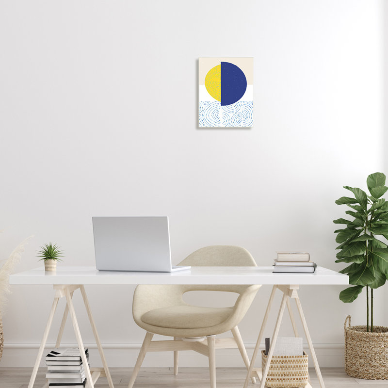 Soleil levant sur les vagues de l'océan, H 15 po x l 10 po x P 0,5 po, Plaque murale