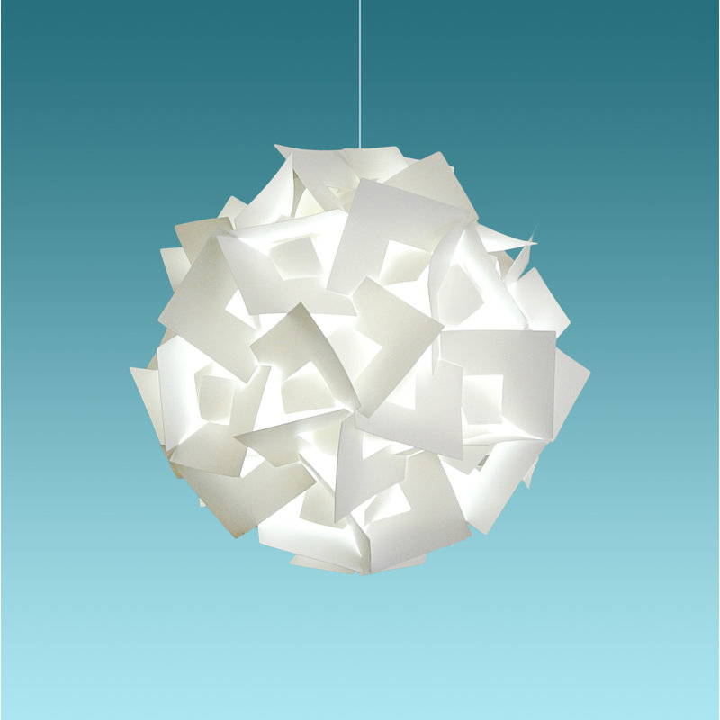 Akari Lanterns Deluxe Squares Hanging Pendant Light - Cool white glow, 12" H x 12" W
