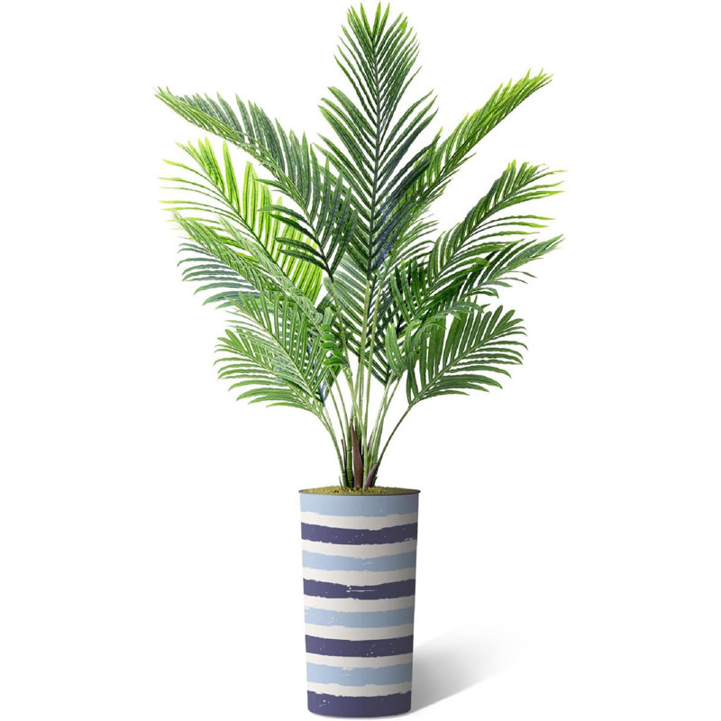 Arbre artificiel en pot, arbre de soie artificiel Areca, Bleu épais, H 66 po x l 13 po x P 13 po