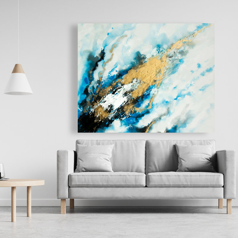 Blue and Gold Marble - Modern Shapes Canvas for Home Decor