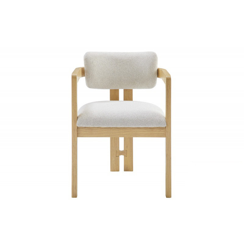 Chaise avec accoudoirs de salle à manger rembourrée Modern, Naturel