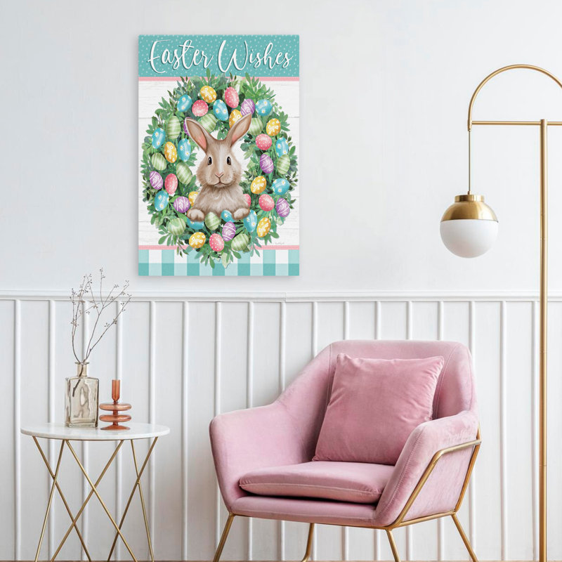Couronne de vœux de Pâques - œuf de Pâques contemporain, H 16 po x l 24 po