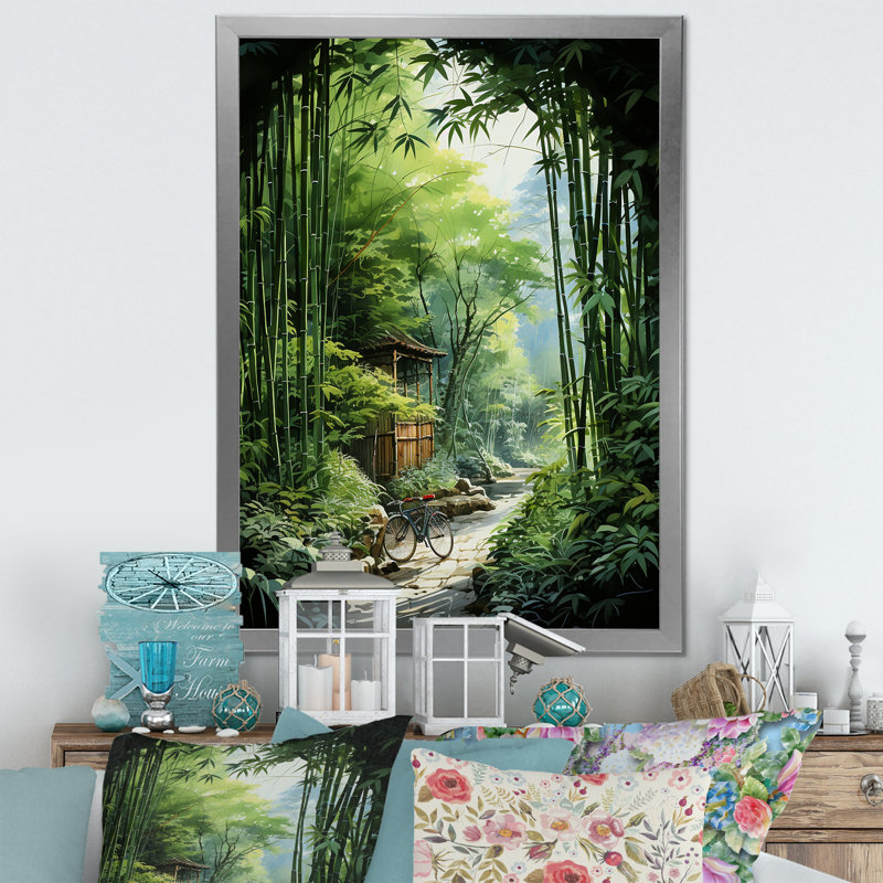 «Jade Journey Green Forest», impression sur toile_107010, Cadre photo argenté, H 32 po x l 24 po x P 1 po