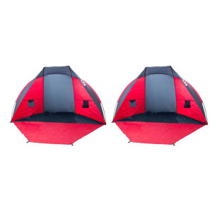 Tahoe Gear Cruz Bay Summer Sun Shelter and Beach Shade Tent Canopy, Red (Set of 2)