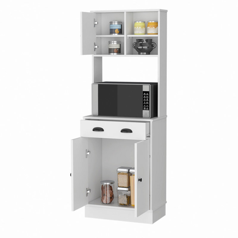 Garde-manger à 2 portes avec micro-ondes et garde-manger en blanc