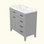 36" Bathroom Vanity With Sink Combo, Grey Bathroom Cabinet With Drawers, Solid Frame And MDF Board