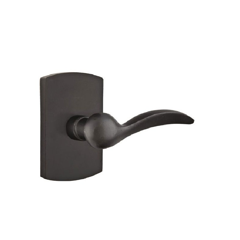 Durango Wave/Drop Double Dummy Door Lever with Rectangle Rosette, Flat Black, Right