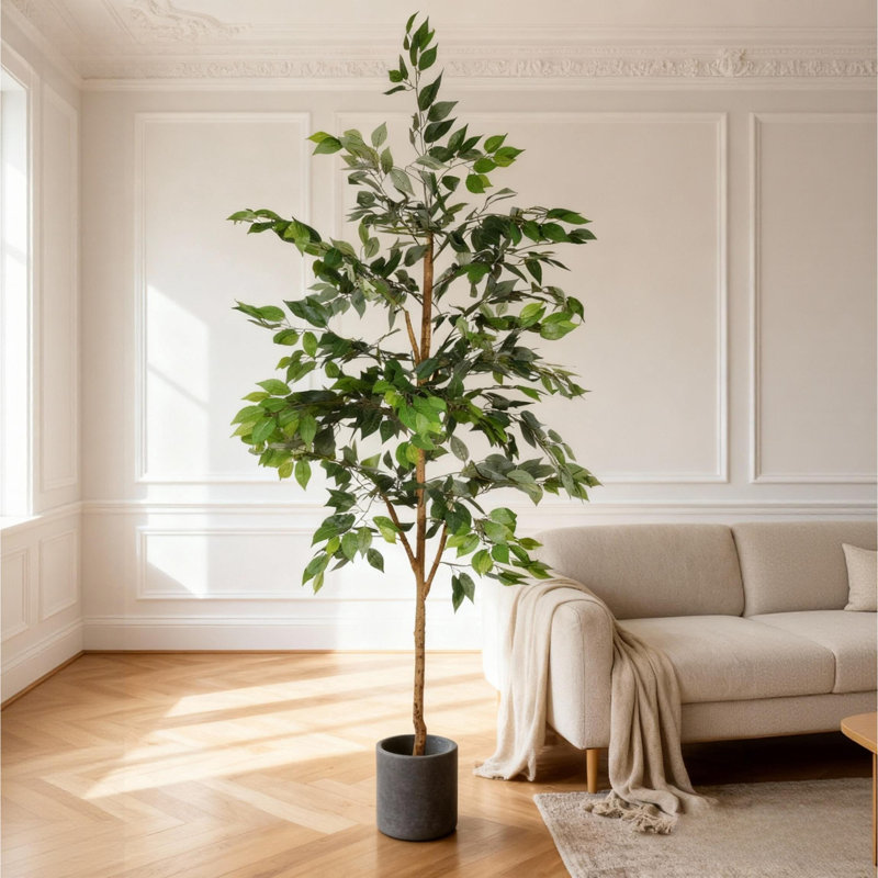 Ficus artificiel avec tronc naturel