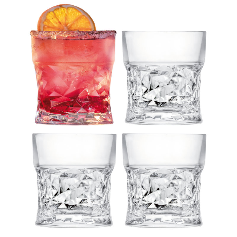 Whiskey Glasses - Double Old Fashioned Rocks Glass - Set of 4 - DOF - 10.5 oz, Made in Europe