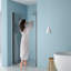 Porte de douche noire matte avec dimensions de l 32 po x H 72 po, verre trempé, finition bi longue durée de vie, H 72 po, finition