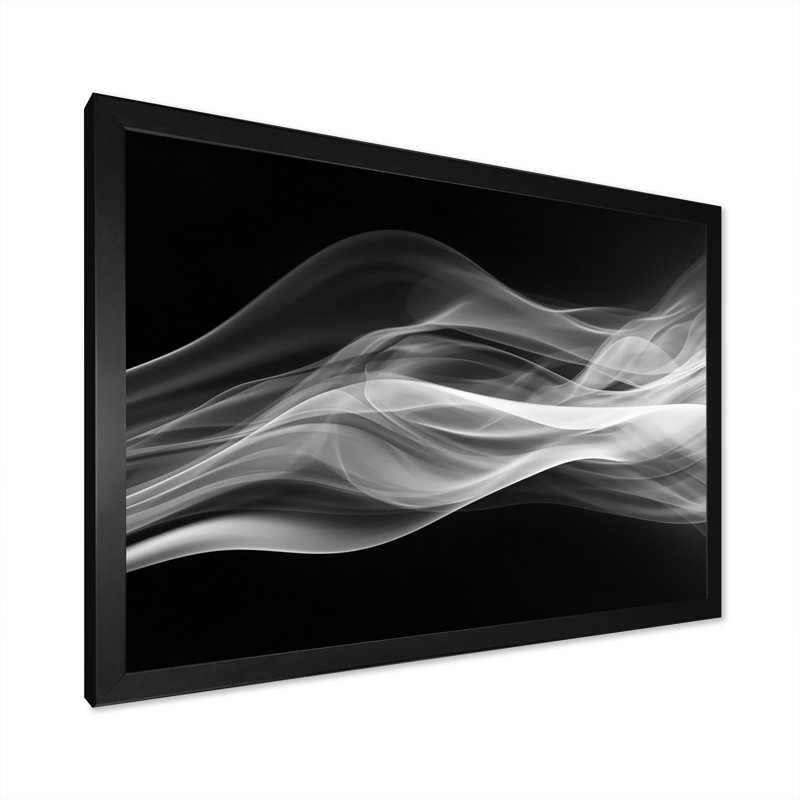 Art abstrait noir et blanc abstrait contemplatif II, Cadre simple noir, H 12 po x l 20 po x P 1 po