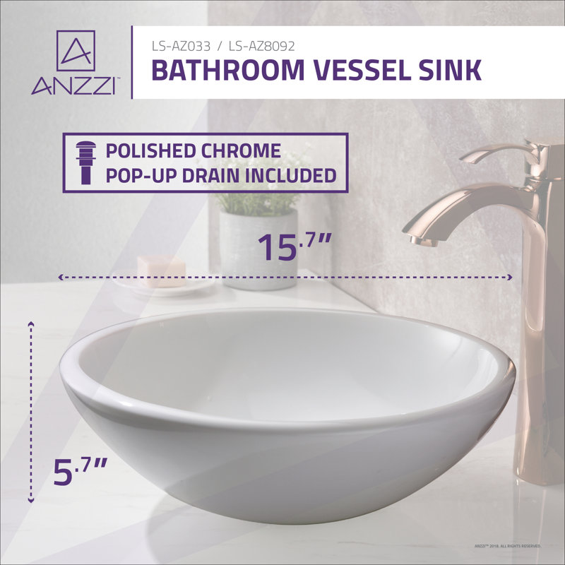 Lavabo de salle de bain vasque circulaire en verre trempé blanc Warika