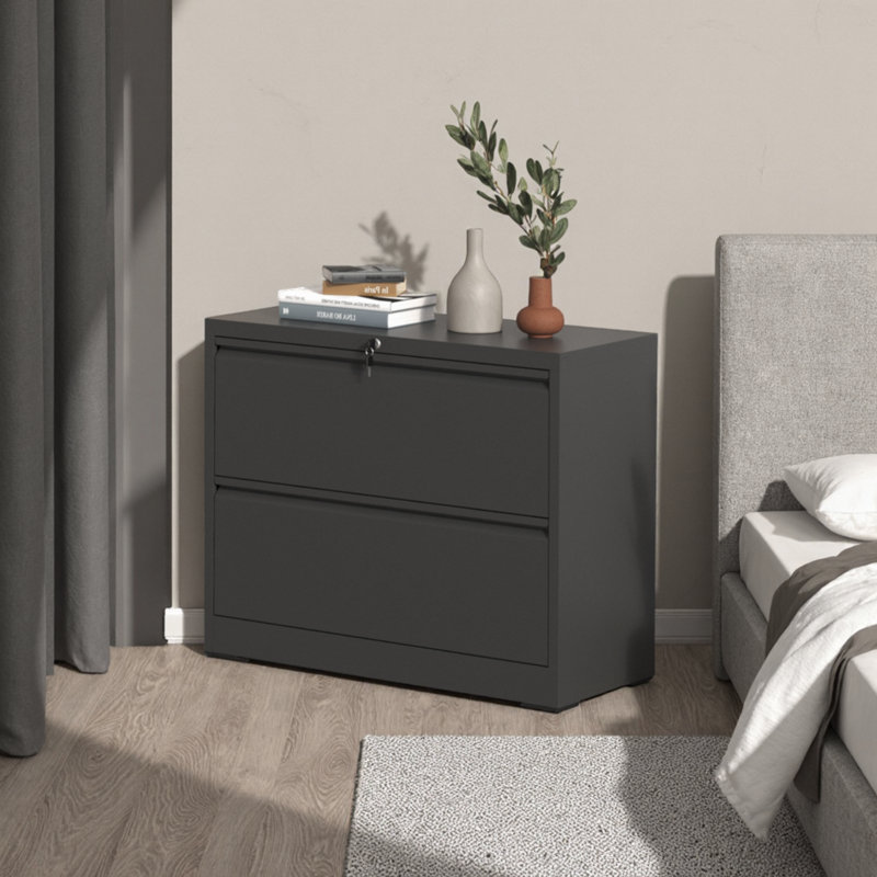 2-Drawer Lateral File Cabinet With Locking System – Heavy-Duty Metal Filing Cabinet For Home Office, Wide Design Saves Space And Organizes Letter, Legal, A4 & F4 Files