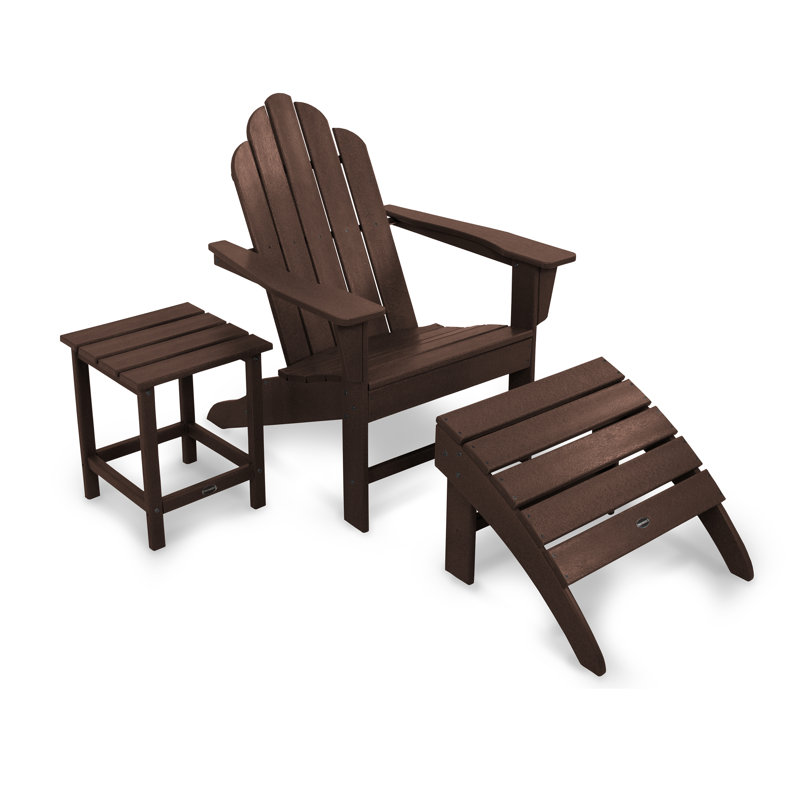 POLYWOOD Long Island Adirondack 3-Piece Set, Mahogany