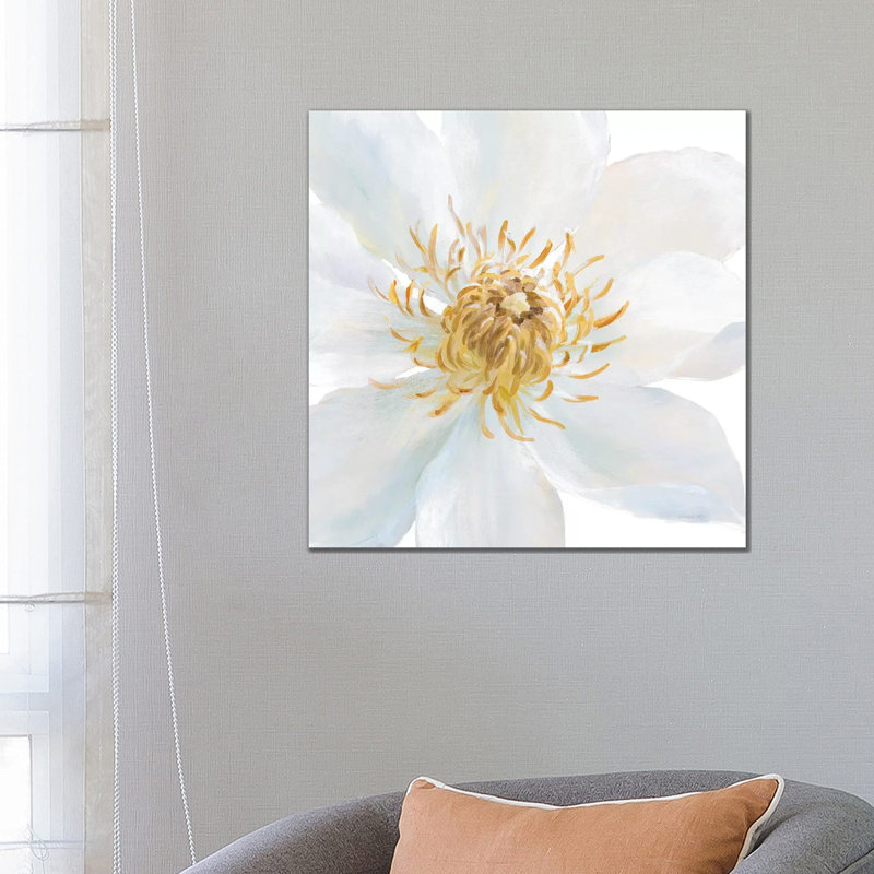 Contemporary Clematis Gray by Danhui Nai - Wrapped Canvas Gallery-Wrapped Canvas Giclée, 66.04 cm H x 66.04 cm W x 1.91 cm D