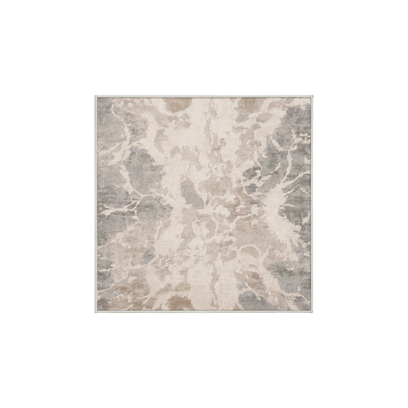 Tapis beige lavable à la machine, Carré 6 pi