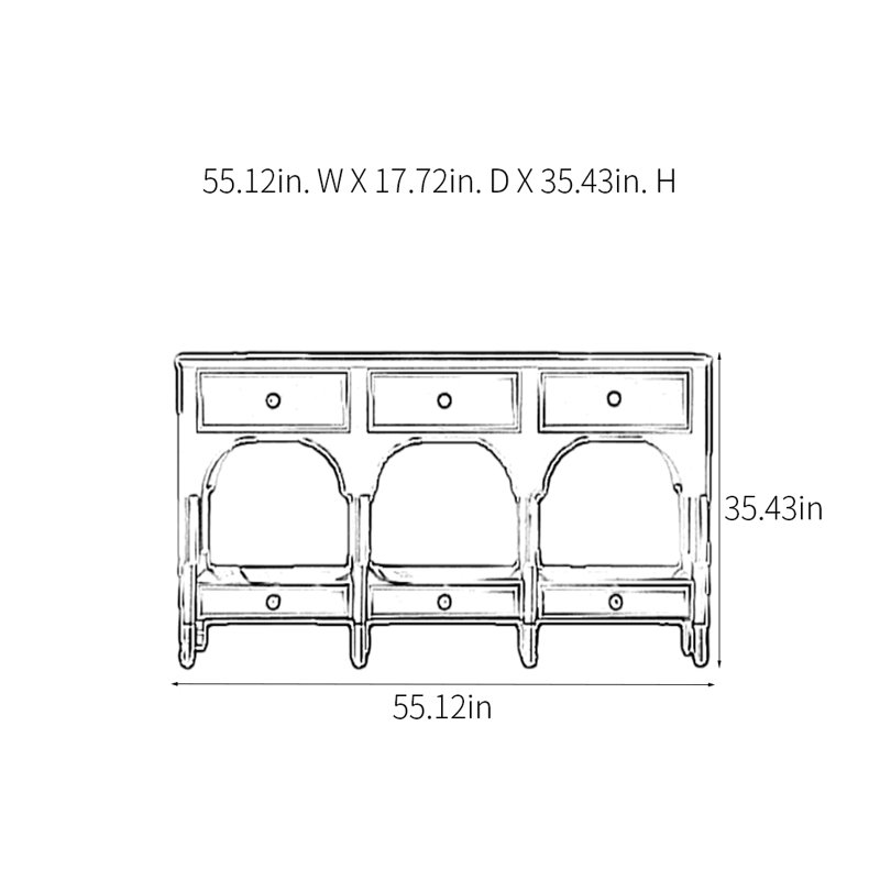 Retro Multifunctional Practical Console Table, 35.43" H x 55.12" W x 17.72" D