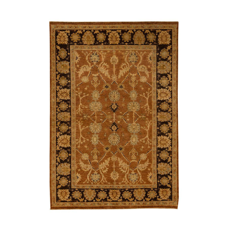Wool Oriental Area Rug in Brown/Rust/Black