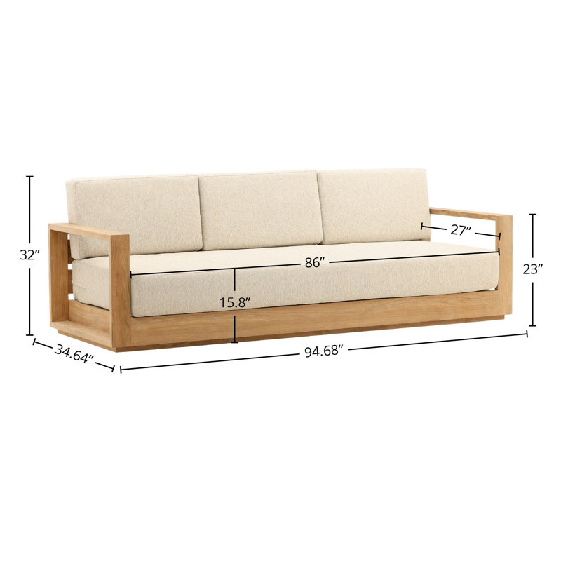 Darlene 94" Outdoor Olefin Patio Sofa, Sand