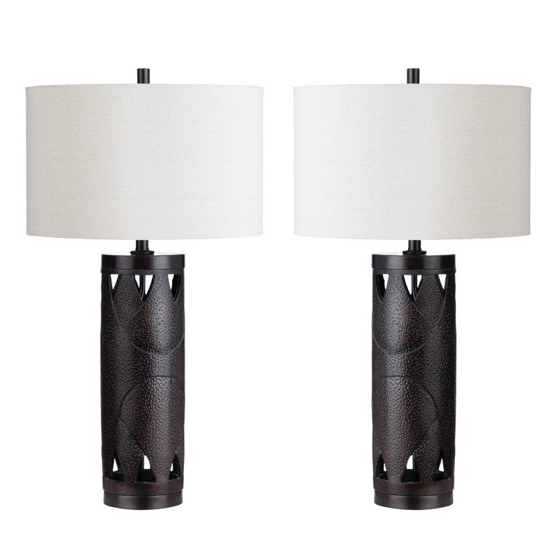 Lampe de table 33,5 "en résine avec abat-jour brun clair