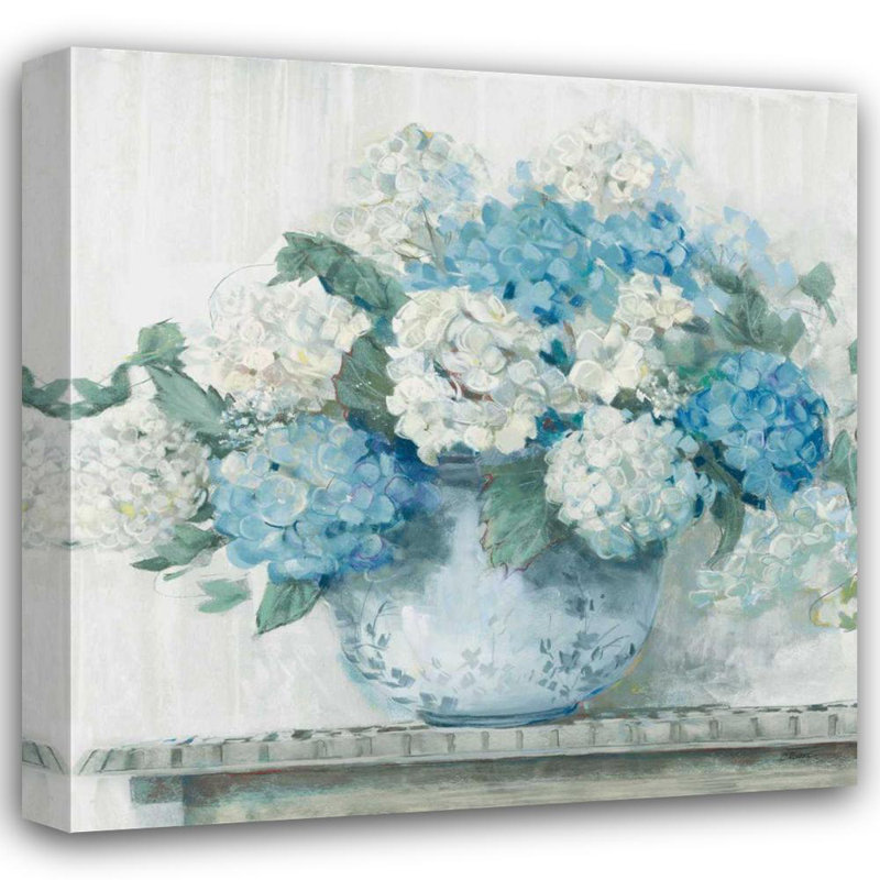 «Lark Manor ™ Rowan, Carol», art sur toile tendue: Blue Hydrangea Cottage Crop, H 15 po x l 15 po