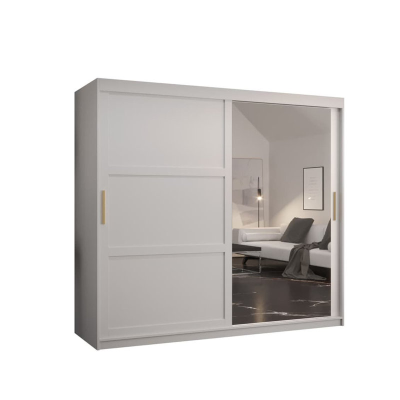 Ashwanth Manufactured Wood Wardrobe, White, 200cm H x 200cm W x 62cm D