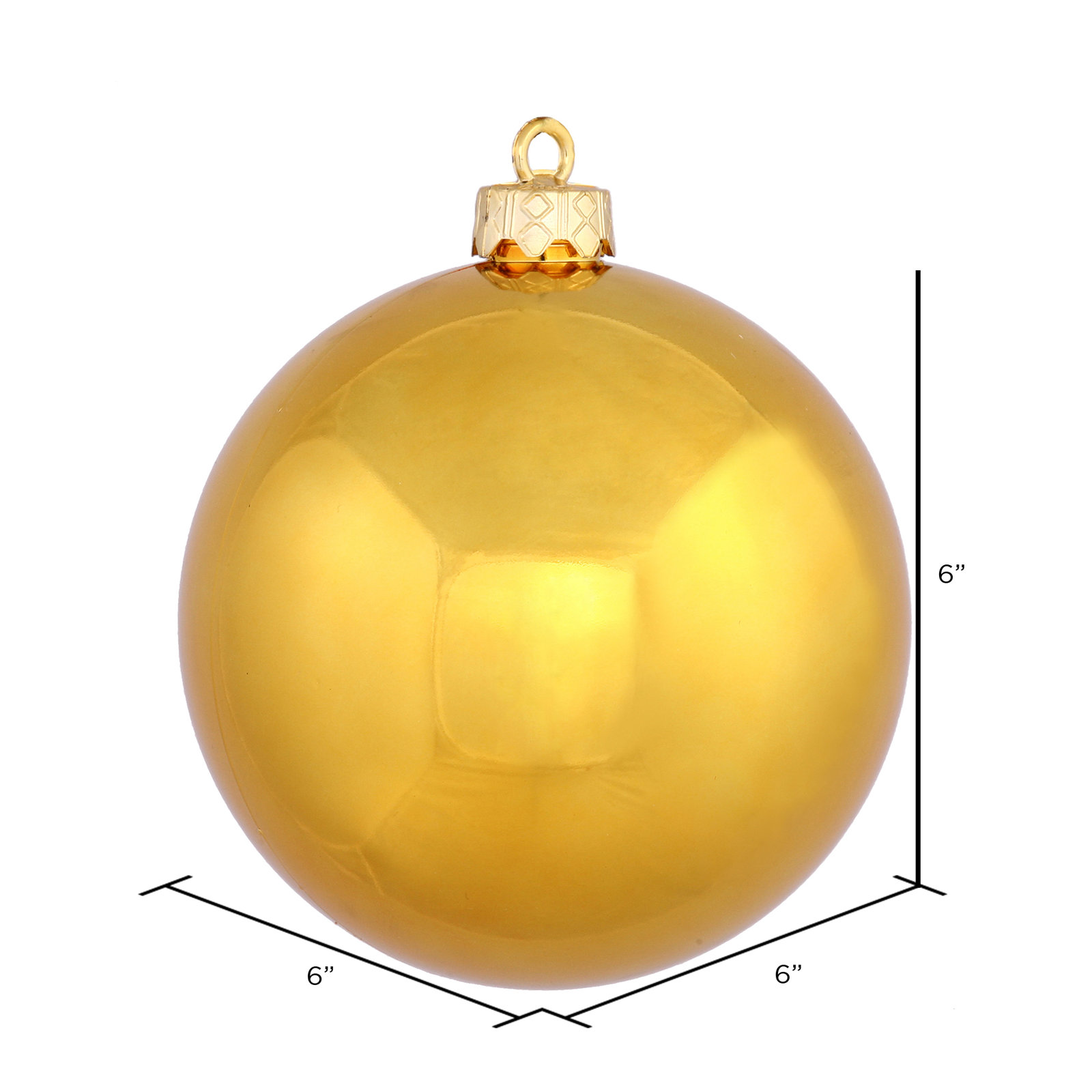 6" Shatterproof Bauble, Anti Gold, 6" H x 6" W x 6" D
