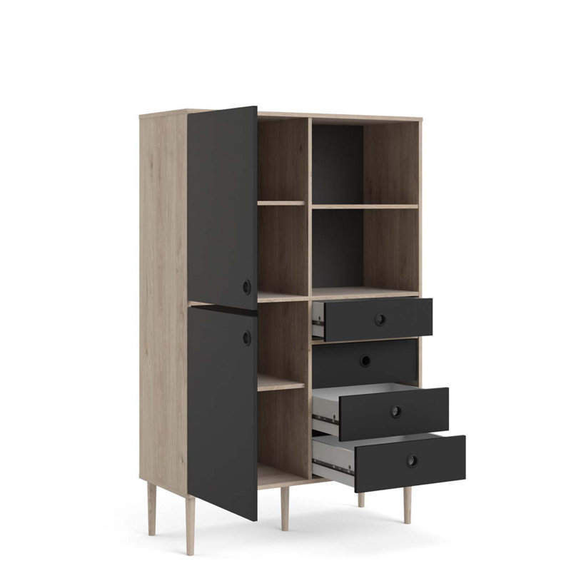 Felecia Rectangle Accent Cabinet, Matt Black