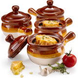 French Onion Soup Crock Bowls With Handles And Lid, 15 Oz - Set Of 4
