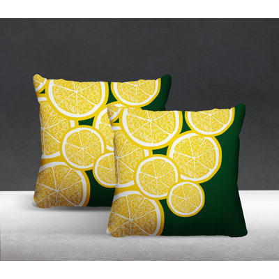 Lulu Yellow Lemon Print  Indoor/Outdoor Square Pillow
