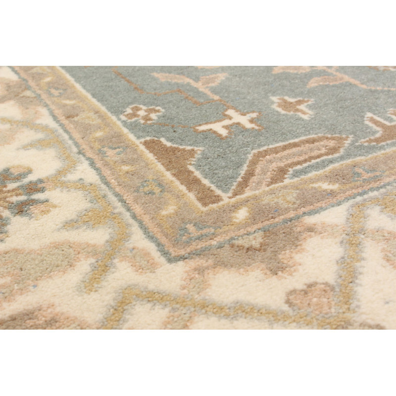 Tapis de la surface en laine bleu ardoise 4 pi 11 po x 8 pi en laine one-of-kind-noué la royal ushak Gilreath