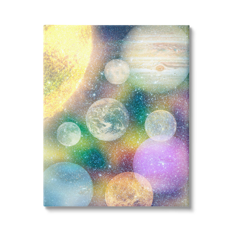 «Striking Planeton Speckled Stars Moons Outer Space» par Ziwei Li - impression, Toile tendue, H 20 po x l 16 po x P 1,5 po