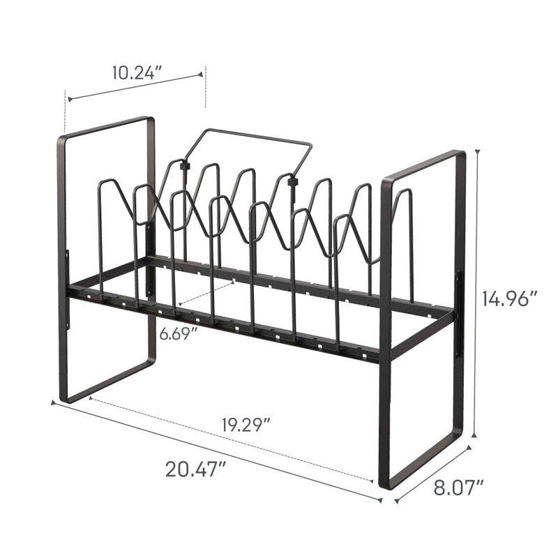 Black Adjustable Steel Pots and Pans Organizer