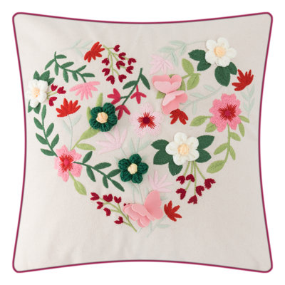 Embroidered Canvas Pillow Cover
