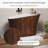 CASAINC 51" Solid Surface Freestanding Soaking Bathtub With Wooden Pattern