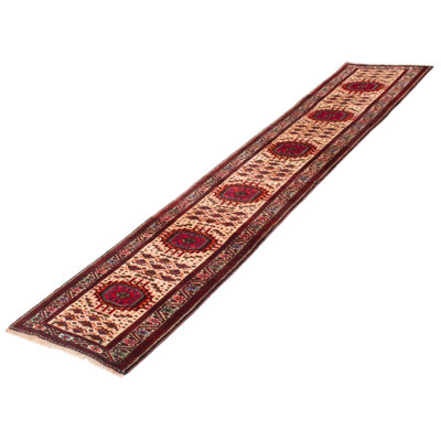 Tapis de couloir unique en laine noué à la main de style années 1990 2 pi 6 po x 12 pi 4 po Warrenton