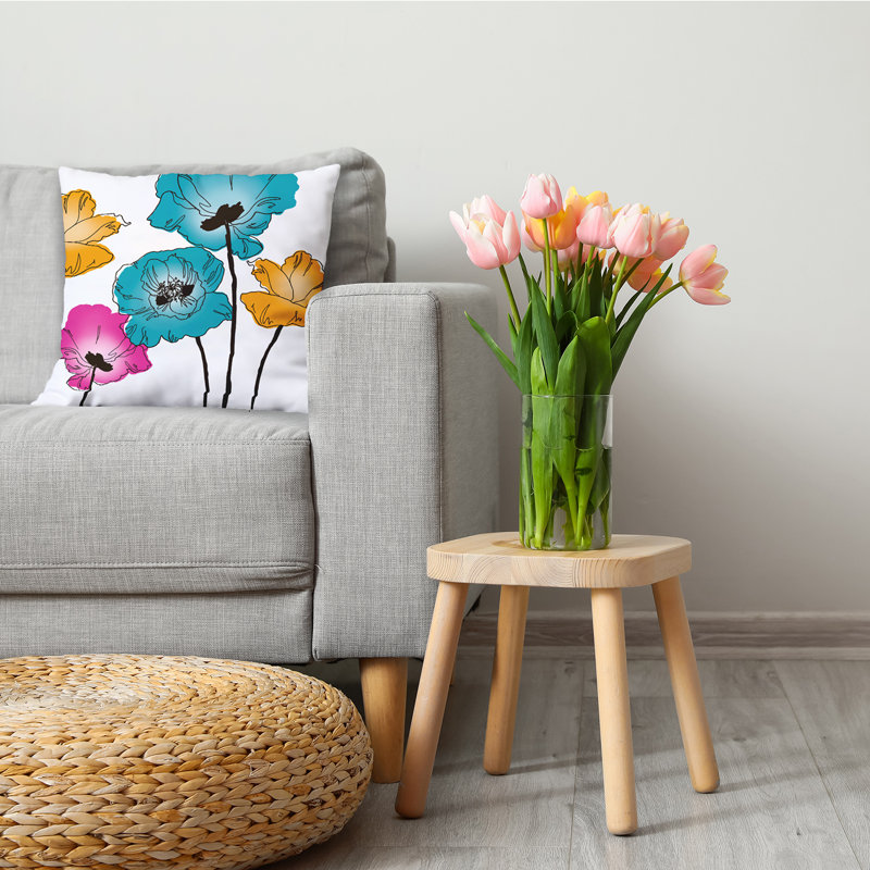Floral Reversible Throw Pillow, Blue, 20" x 20"