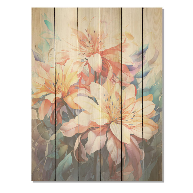 Joyeux bouquet d'hibiscus tropical - Art sur bois d'hibiscus sur bois de pin naturel, H 32 po x l 24 po