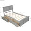 Lit plateforme simple avec 2 tiroirs roulants en bois massif et tiroirs et roulettes-761430168