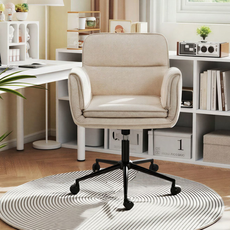Fauteuil d'appoint pivotant l 23,6 po pivotant sur 360 °, Lin beige