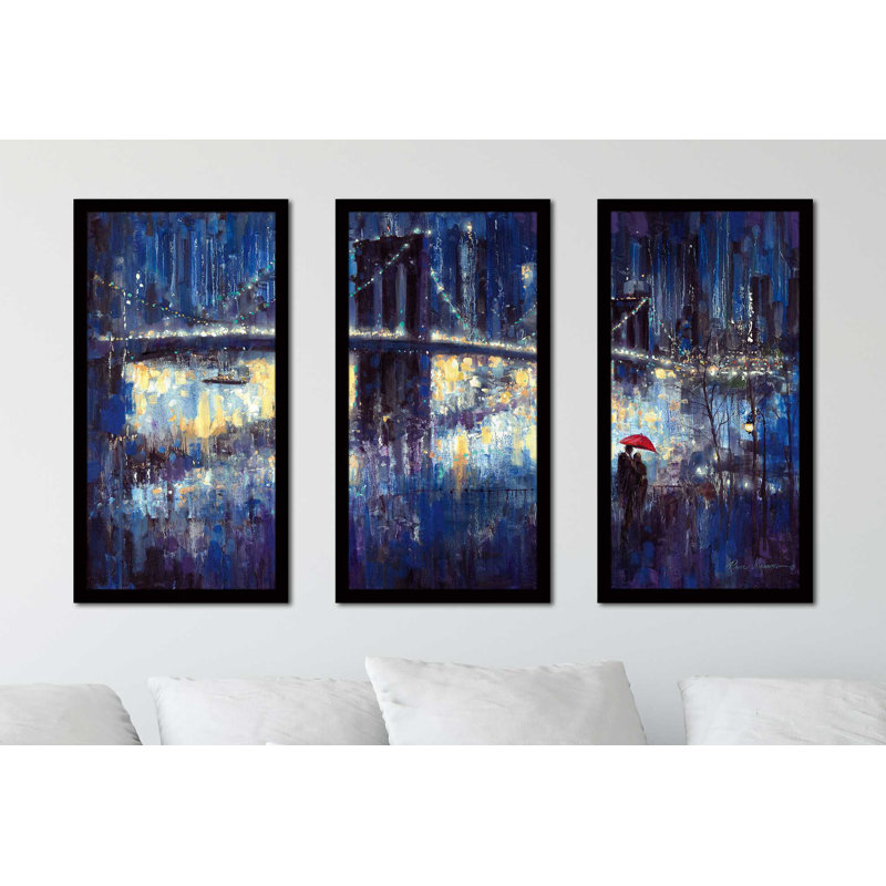 «Evening Romance» - Peinture encadrée, L 52,5 po x H 33,5 po x P 1 po