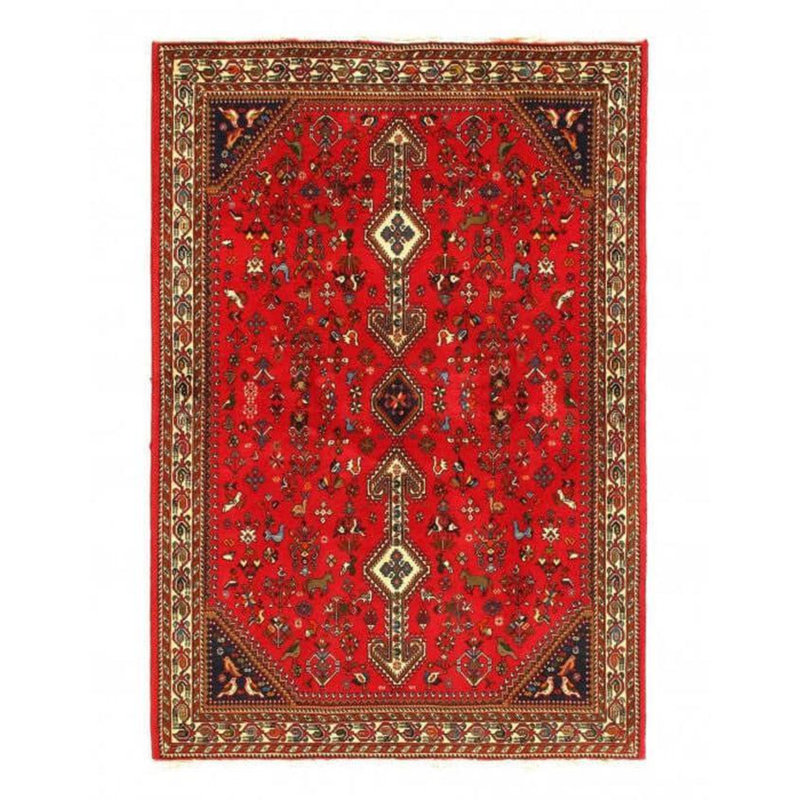 Tapis oriental rouge en laine et coton 4 pi 9 po x 6 pi 11 po Madelynn