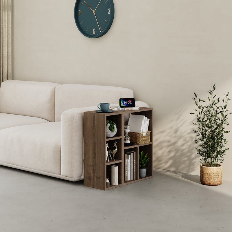 Sereta 68cm H x 44cm W Floating Bookcase, Dark Oak