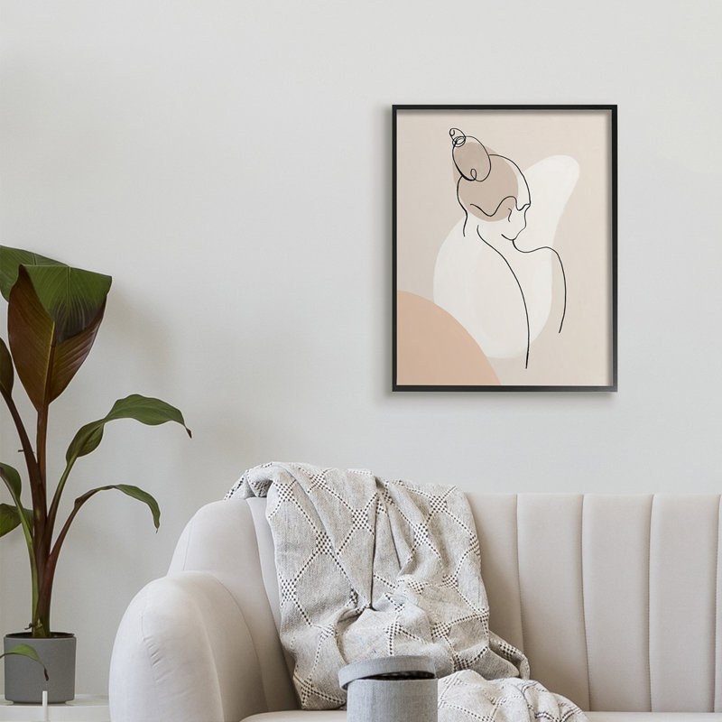 Femme abstraite, dessin au-dessus de formes abstraites par Patricia Pinto - impression, H 20 po x l 16 po