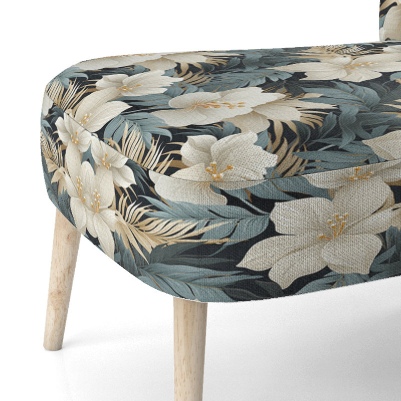 Chaise d'appoint rembourrée A, Motif tropical tropique monochrome II