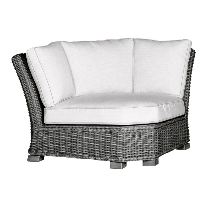 Canapé d'angle modulaire rustique tissé gris ardoise, Gris ardoise, Welt, Sunbrella® ‑ lin neige