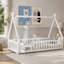 Lit simple en forme de tente, lit tipi avec garde-corps, lattes et porte, blanc-135401929