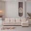 Canapé modulaire moderne en L en chenille avec repose-pieds réversible, rangement, coussins lavables, ports USB et porte-gobelet pour le salon-96136642